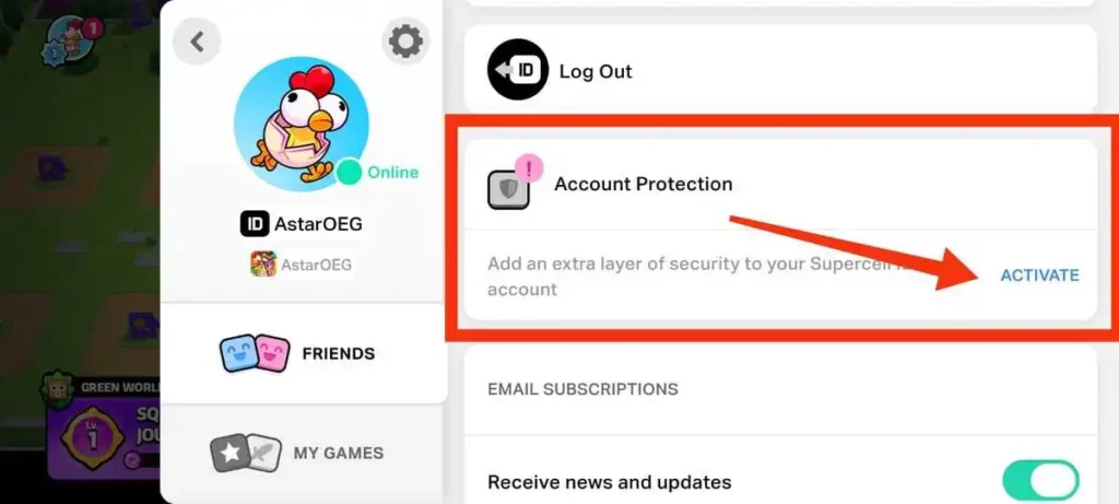 activate account protection to add extra layer of security