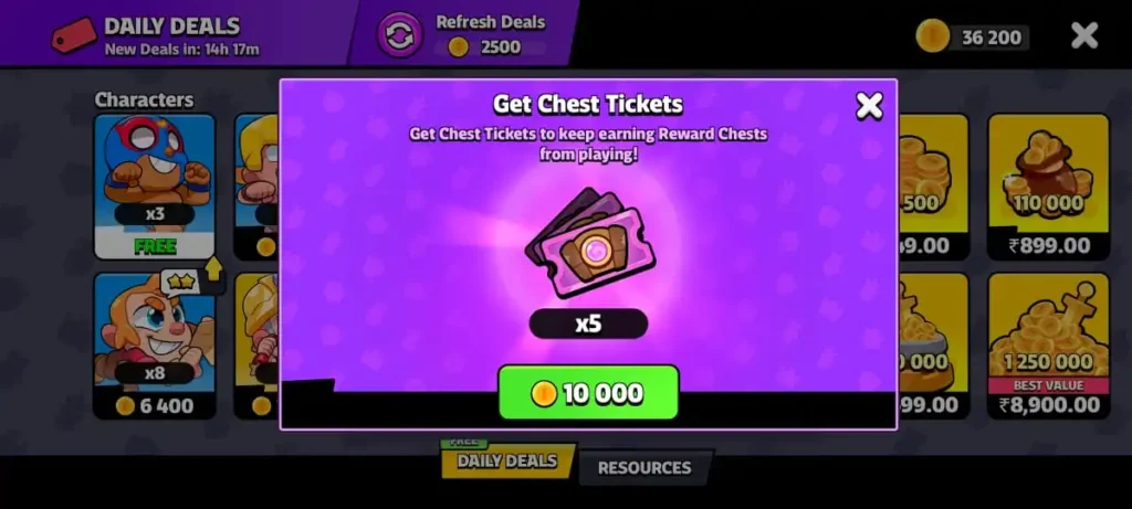 get 5 chest using 10,000 gold coins in squad busters